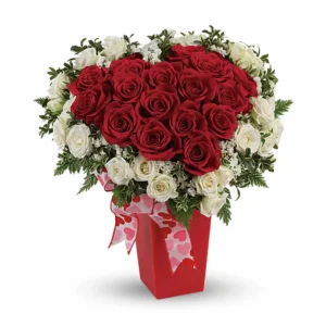 Romantic Heart Rose Bouquet Display